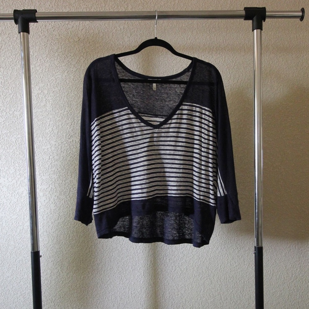 Joie Navy Stripe Linen Top